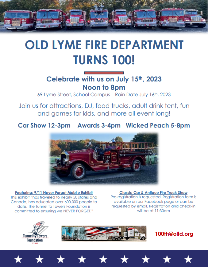 flyer promoting fire department's 100 years
