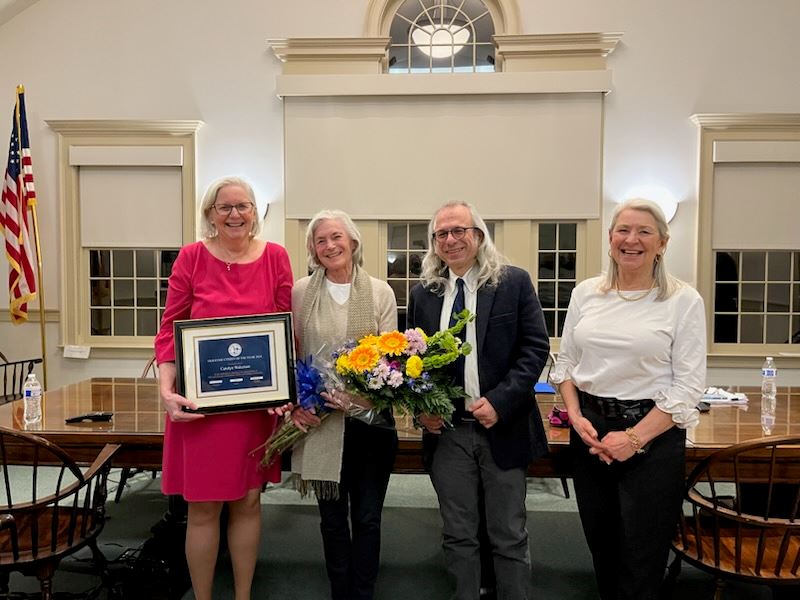 2024 Citizen of the Year Carolyn Wakeman with Old Lyme Selectmen: Martha Shoemaker, Jim Lampos and J