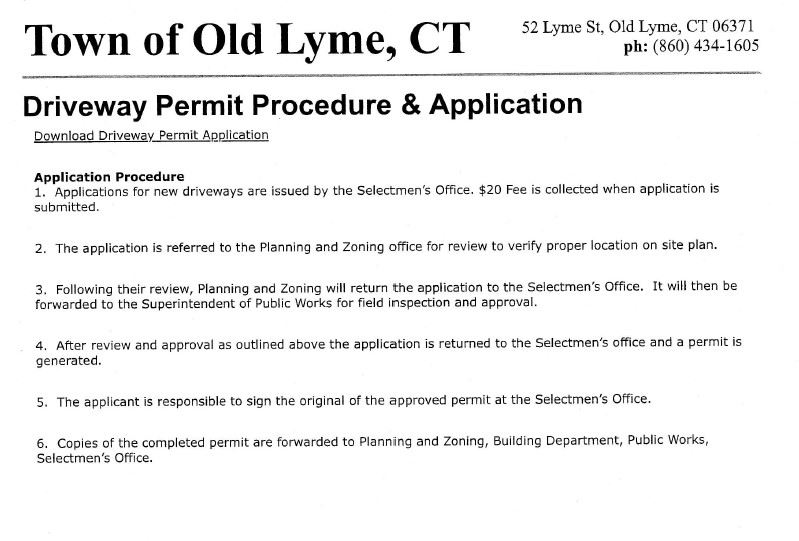 Driveway Permit Procedure and Application Instructions